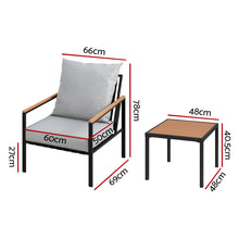 Load image into Gallery viewer, Gardeon Outdoor 3PC Bistro Lounge Setting