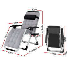 Load image into Gallery viewer, Gardeon Sun Lounger Zero Gravity Chair Outdoor Grey