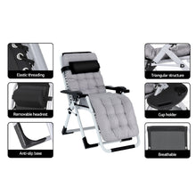 Load image into Gallery viewer, Gardeon Sun Lounger Zero Gravity Chair Outdoor Grey