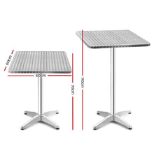 Load image into Gallery viewer, Gardeon Outdoor Bar Table Adjustable Aluminium Square 70/110cm