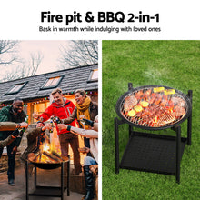 Load image into Gallery viewer, Grillz Fire Pit BBQ Grill 2-in-1 Black