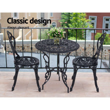 Load image into Gallery viewer, Gardeon 3PC Outdoor Bistro Setting Cast Aluminum Rose Black