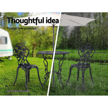 Load image into Gallery viewer, Gardeon 3PC Outdoor Bistro Setting Cast Aluminum Rose Black
