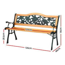 Load image into Gallery viewer, Gardeon Outdoor Garden Bench Seat 126cm Wooden Cast Iron 3 Seater