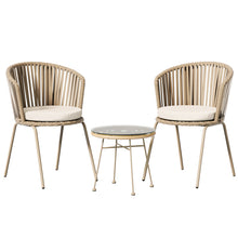 Load image into Gallery viewer, Gardeon 3PC Outdoor Bistro Set Rope Setting Chairs Table Beige