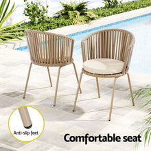 Load image into Gallery viewer, Gardeon 3PC Outdoor Bistro Set Rope Setting Chairs Table Beige