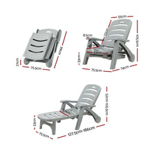 Load image into Gallery viewer, Gardeon Sun Lounger Folding Patio Grey