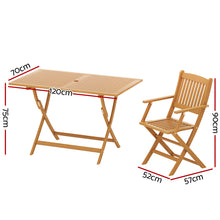 Load image into Gallery viewer, Gardeon Outdoor Dining Set 7 Piece Wooden Table Chairs Setting Foldable