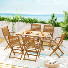 Load image into Gallery viewer, Gardeon Outdoor Dining Set 7 Piece Wooden Table Chairs Setting Foldable