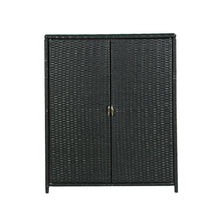 Load image into Gallery viewer, Gardeon Outdoor Storage Cabinet Box Wicker Shelf Black