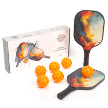 Load image into Gallery viewer, Pickleball Set with 6 Aerodynamic Balls and 2 Fiberglass Paddles