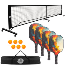 Load image into Gallery viewer, Pickleball Set with 4 Fibreglass Paddles, 6 Balls, Net, and Carry Bag