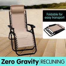 Load image into Gallery viewer, Wallaroo Zero Gravity Reclining Deck Lounge Chair Folding - Beige