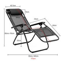 Load image into Gallery viewer, Wallaroo Zero Gravity Reclining Deck Lounge Chair Folding - Black