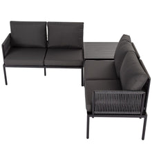 Load image into Gallery viewer, Outdoor Lounge Set with Coffee Table in Black Eden 4-Seater