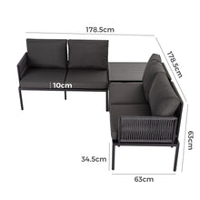 Load image into Gallery viewer, Outdoor Lounge Set with Coffee Table in Black Eden 4-Seater