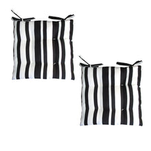Load image into Gallery viewer, Set of 2 Outdoor Chair Cushion Pads 40 x 40cm Striped Black & White