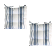 Load image into Gallery viewer, Set of 2 Outdoor Chair Cushion Pads 40 x 40cm Striped Blue & White