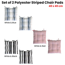 Load image into Gallery viewer, Set of 2 Outdoor Chair Cushion Pads 40 x 40cm Striped Blue & White