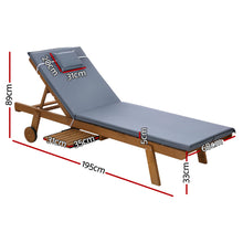 Load image into Gallery viewer, Gardeon Patio Wooden Sun Lounge Day Bed Grey