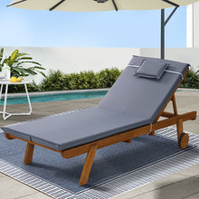 Load image into Gallery viewer, Gardeon Patio Wooden Sun Lounge Day Bed Grey