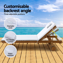 Load image into Gallery viewer, Gardeon Patio Wooden Sun Lounge Day Bed White