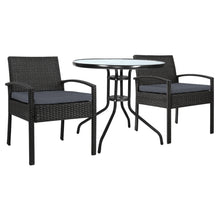 Load image into Gallery viewer, Gardeon 3PC Rattan Bistro Patio Set Felix Black
