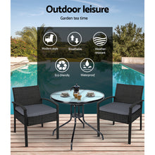 Load image into Gallery viewer, Gardeon 3PC Rattan Bistro Patio Set Felix Black
