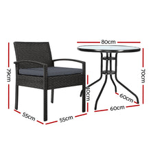 Load image into Gallery viewer, Gardeon 3PC Rattan Bistro Patio Set Felix Black
