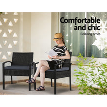 Load image into Gallery viewer, Gardeon 3PC Rattan Bistro Patio Set Felix Black
