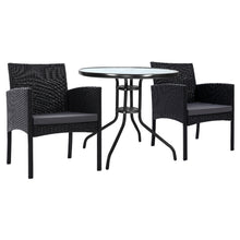 Load image into Gallery viewer, Gardeon 3PC Wicker Bistro Patio Set Ezra Black
