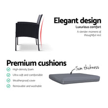 Load image into Gallery viewer, Gardeon 3PC Wicker Bistro Patio Set Ezra Black
