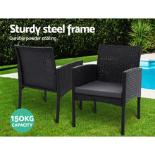 Load image into Gallery viewer, Gardeon 3PC Wicker Bistro Patio Set Ezra Black
