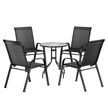 Load image into Gallery viewer, Gardeon 5PC Bistro Patio Set Outdoor Stackable Table and Chairs Black
