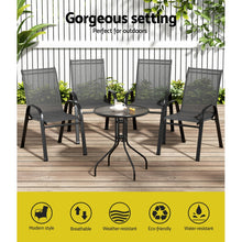 Load image into Gallery viewer, Gardeon 5PC Bistro Patio Set Outdoor Stackable Table and Chairs Black
