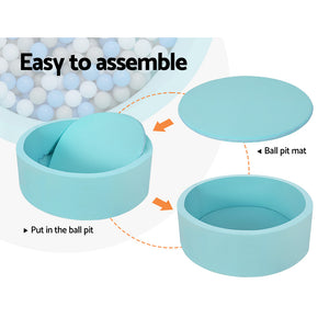 Keezi Kids Foam Ball Pit Round Blue 90cm