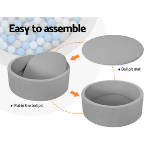 Keezi Kids Foam Ball Pit Round Grey 90cm
