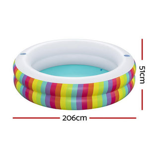 Bestway Kids Inflatable Round Pool Rainbow 206cm