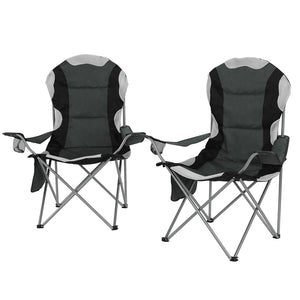 Weisshorn Folding Camping Chairs Grey & Black Set of Two