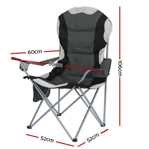 Weisshorn Folding Camping Chairs Grey & Black Set of Two