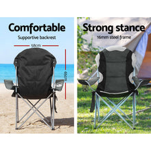 Load image into Gallery viewer, Weisshorn Folding Camping Chairs Grey &amp; Black Set of Two
