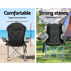 Weisshorn Folding Camping Chairs Grey & Black Set of Two