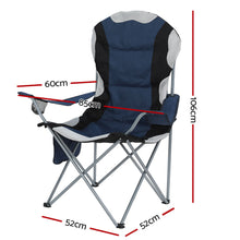 Load image into Gallery viewer, Weisshorn Folding Camping Chairs Blue &amp; Grey Set of Two
