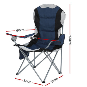 Weisshorn Folding Camping Chairs Blue & Grey Set of Two
