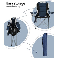 Load image into Gallery viewer, Weisshorn Folding Camping Chairs Blue &amp; Grey Set of Two
