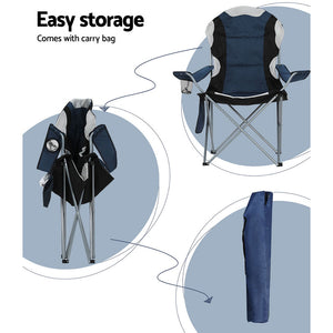 Weisshorn Folding Camping Chairs Blue & Grey Set of Two