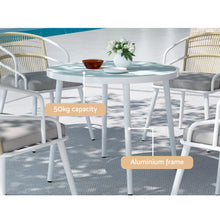 Load image into Gallery viewer, Gardeon Outdoor Dining Set 5 Piece Aluminum Table Chairs Setting White
