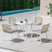 Load image into Gallery viewer, Gardeon Outdoor Dining Set 5 Piece Aluminum Table Chairs Setting White
