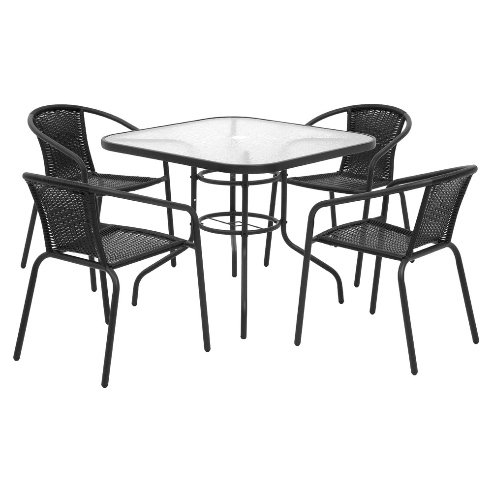 Gardeon Outdoor Dining Set 5 Piece Steel Stackable Chairs