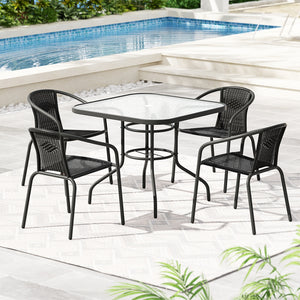 Gardeon Outdoor Dining Set 5 Piece Steel Stackable Chairs